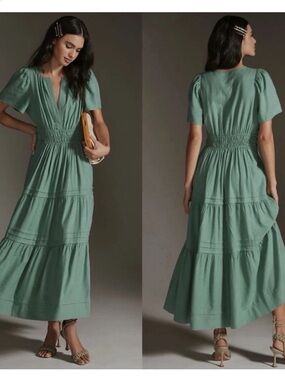 Anthropologie Somerset Linen Maxi Dress